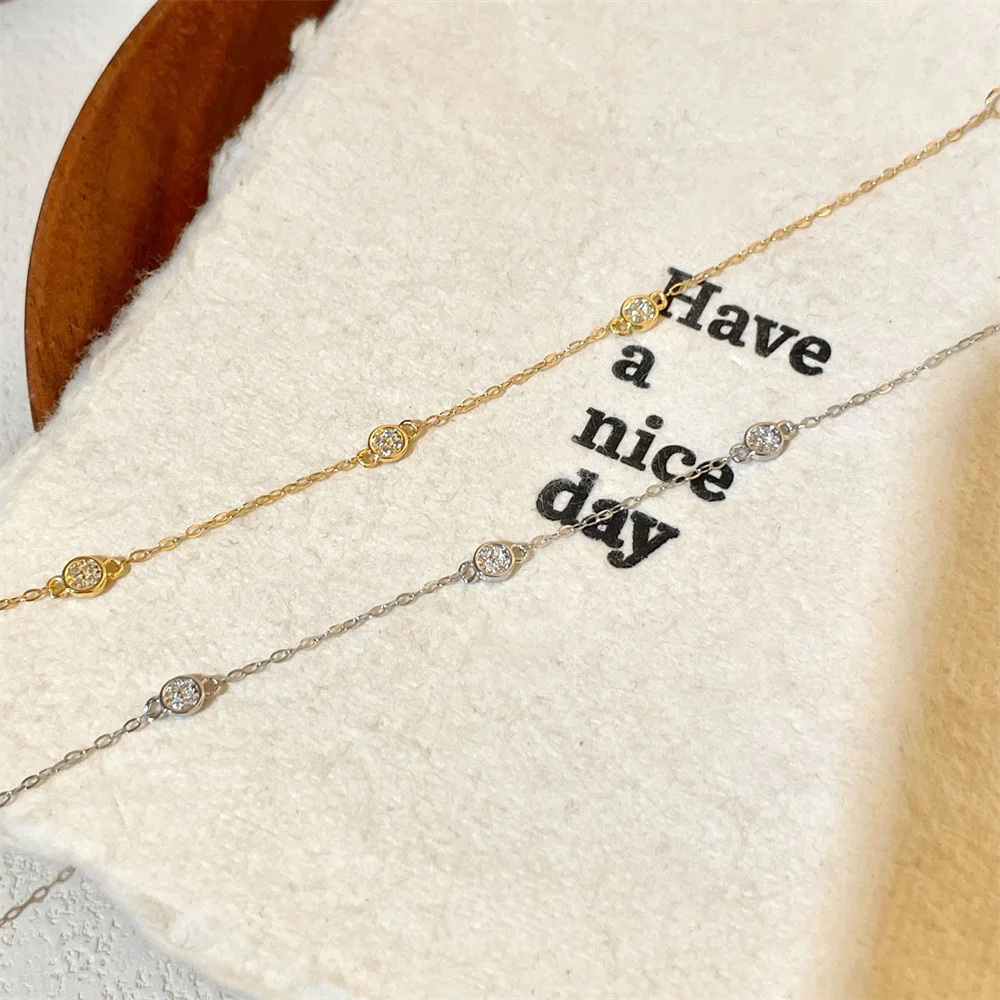 

2. Korean Style S925 Silver Jewelry, Zircon Small Disc, Versatile and Exquisite Women's Bracelet