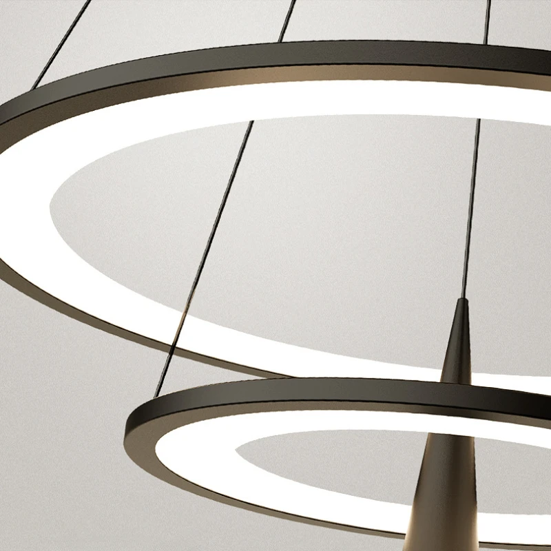 Modern Round Ring Led Ceiling Chandelier Acrylic for Living Dining Table Conference Room Lamp Home Decor Hanging Light Fixture