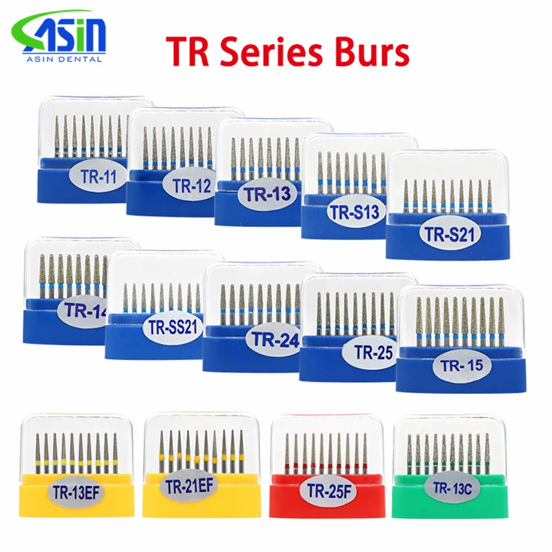 

10pcs/Box Dental High Speed Diamond Burs Dentist Super Coarse Diamond Drills Dental Lab Polishing Tools Dia.1.6mm TR Series Burs