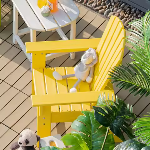 Adirondack Chair, Kids HDPE Patio Lawn Chair with Ergonomic Backrest for Deck, Porch, Backyard, Poolside, Indoor, Weather Resis
