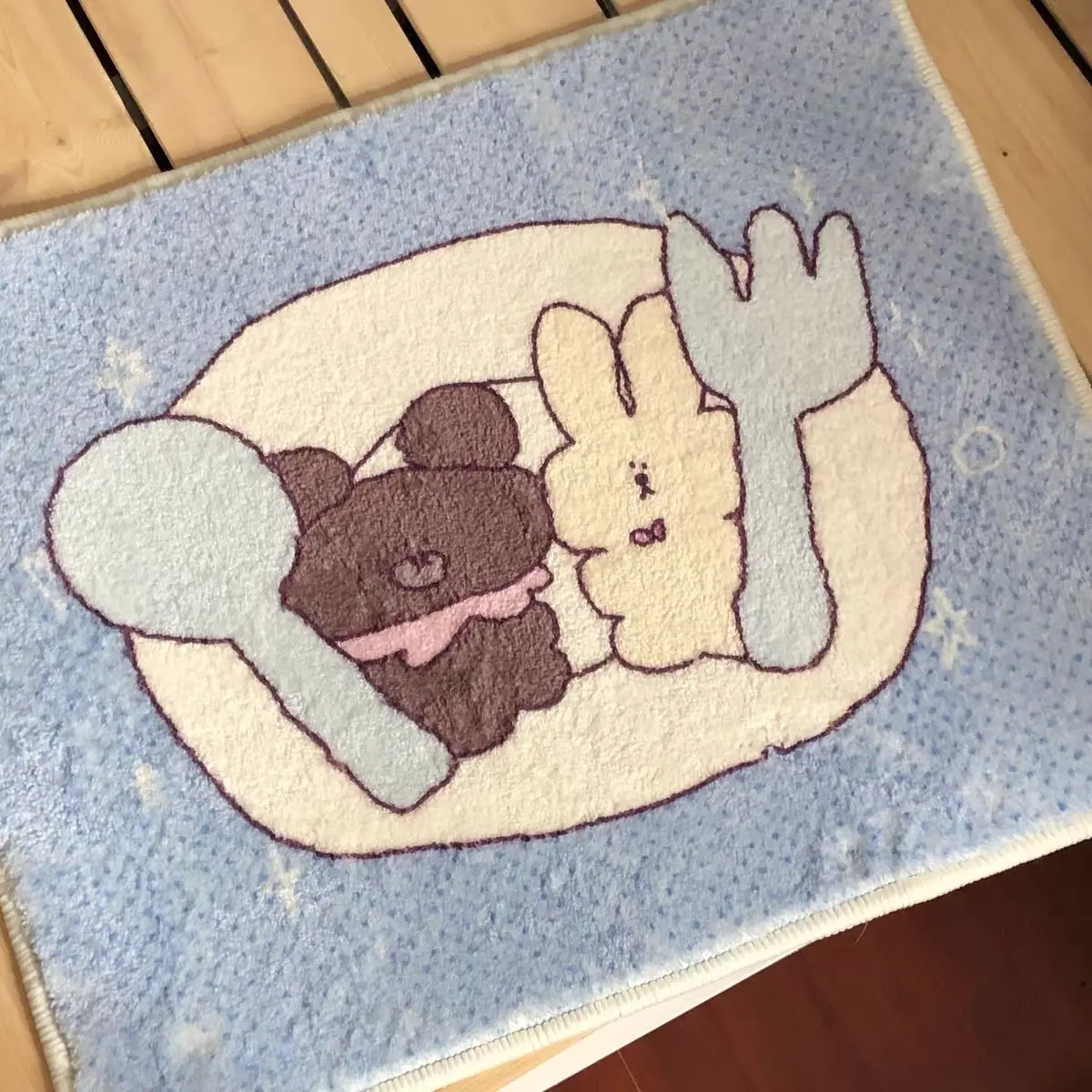 VIKAMA Cartoon Teddy Bear & Bunny, Carpet Home Decoration, Soft & Absorbent, Living Room, Bedroom & Party Floor, Dirt-Resistant