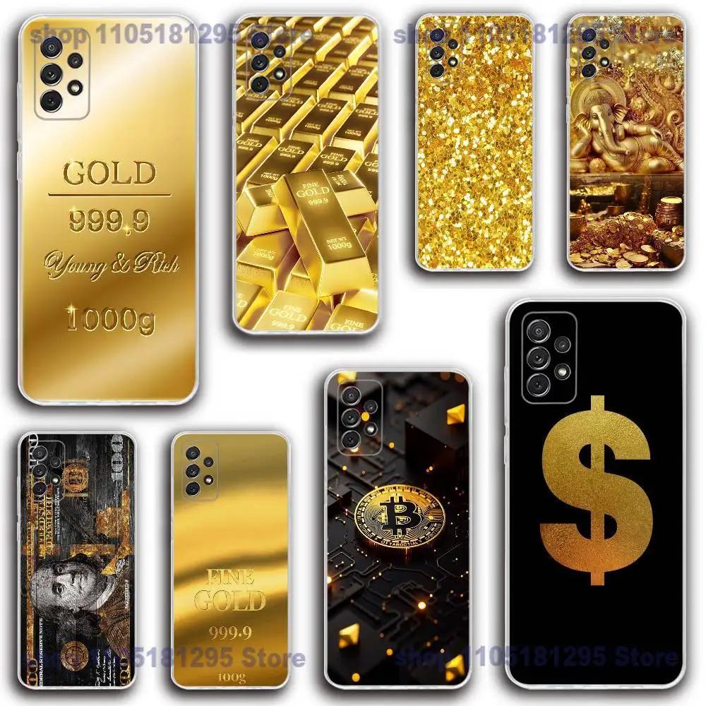 

Money Gold Art Phone Case Silicone For Samsung S30,23,21,22,20 FE lite,S10,9,PIus Note20ultra Soft Transparent