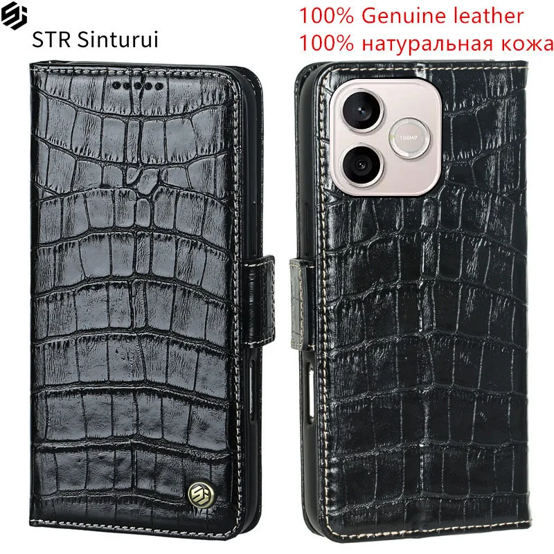 

STR Genuine leather crocodile grain card Slot Wallet Cover For Honor 600 500 400 300 Ultra Pro Lite Flip shockproof phone Case