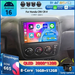 Android 16 Carplay Auto Car Radio For Honda CRV CR-V 1997-2001 Multimedia Video Player GPS Navigation Autoradio Stereo 2 Din DSP