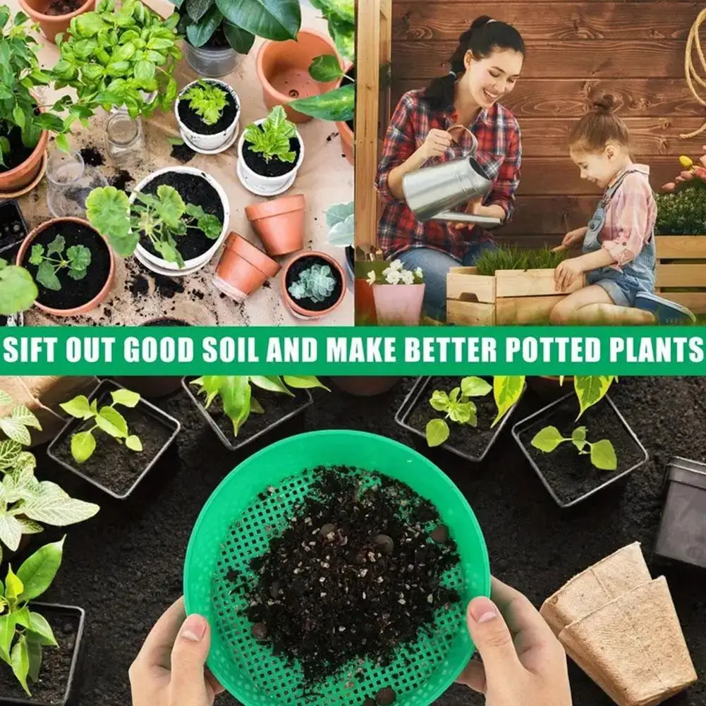 

Пластиковое круглое сито-фильтр для почвы, сетчатый просеиватель для домашнего сада, цветов, растений, питомников - инструмент для просеивания грунта и камней