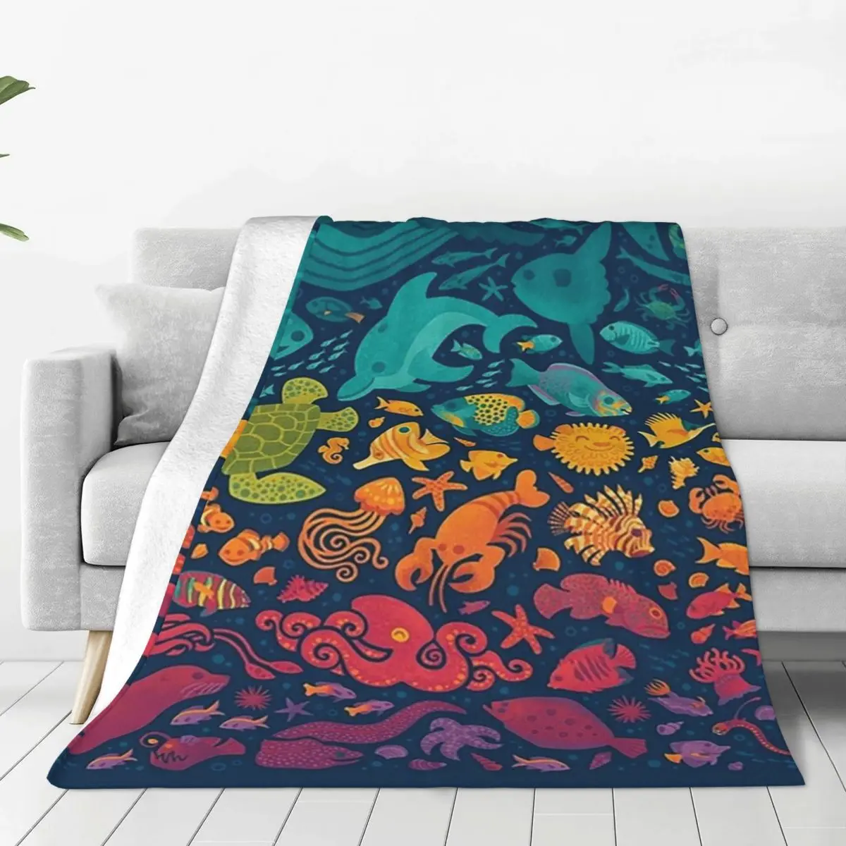 Aquatic Spectrum Blanket Fleece Portable Sofa Throw Blankets For Couch Bedding Travel Throws Bedspread Quilt