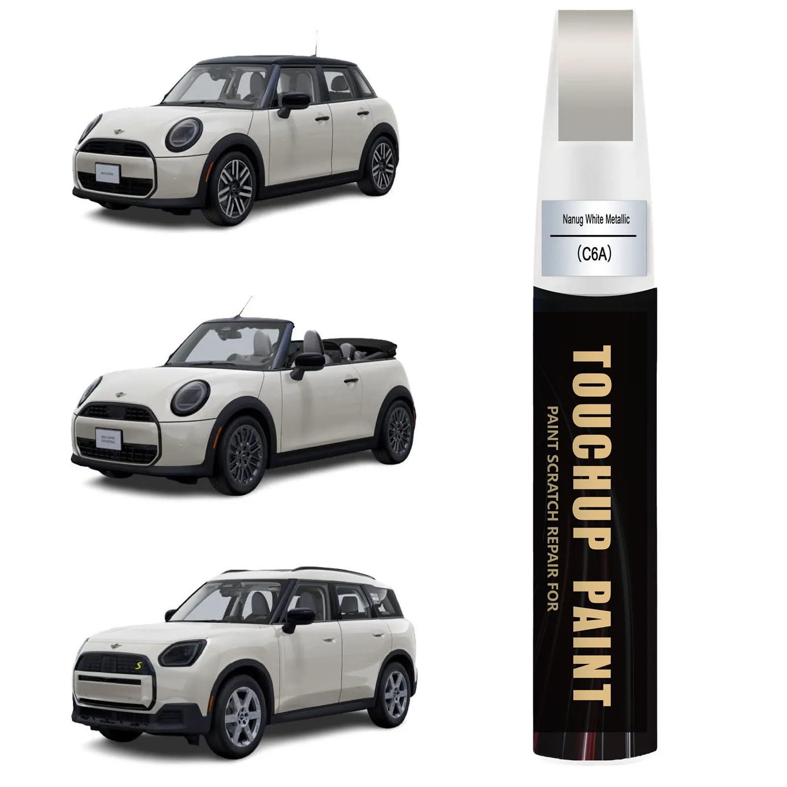 C6A Nanuq White Touch Up Paint Compatible with BMW Mini Cooper Easily Repair Minor Bumps and Scratche, Exact Color Match