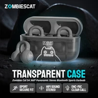 Auriculares Bluetooth con Clip para Oreja Zombescat S4 Transparentes OWS, Diseño Abierto, 360 °   Estéreo, ajuste seguro, ideal para correr/hacer ejercicio/diario uso