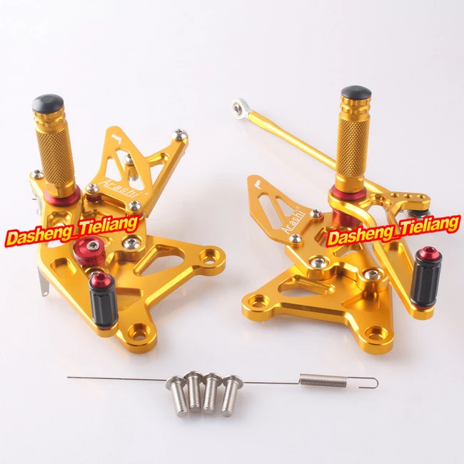 Adjustable Rearset Rear Set Foot Pegs Footrests Footpegs For Kawasaki Ninja ZX6R ZX636 2005 2006 Aluminum Alloy Gold Sets