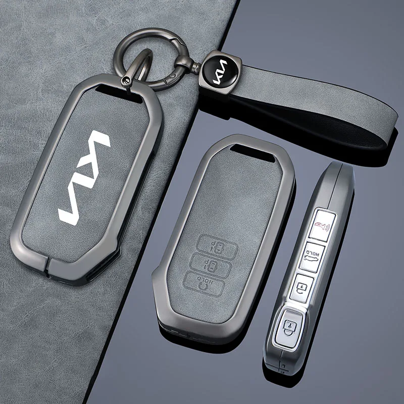 Leather Car Key Case Full Cover Protection Shell for Kia 2022 Sportage 2023 Niro Hybrid 2021 Sorento MQ4 2022 EV6 GT-Line K8 V6