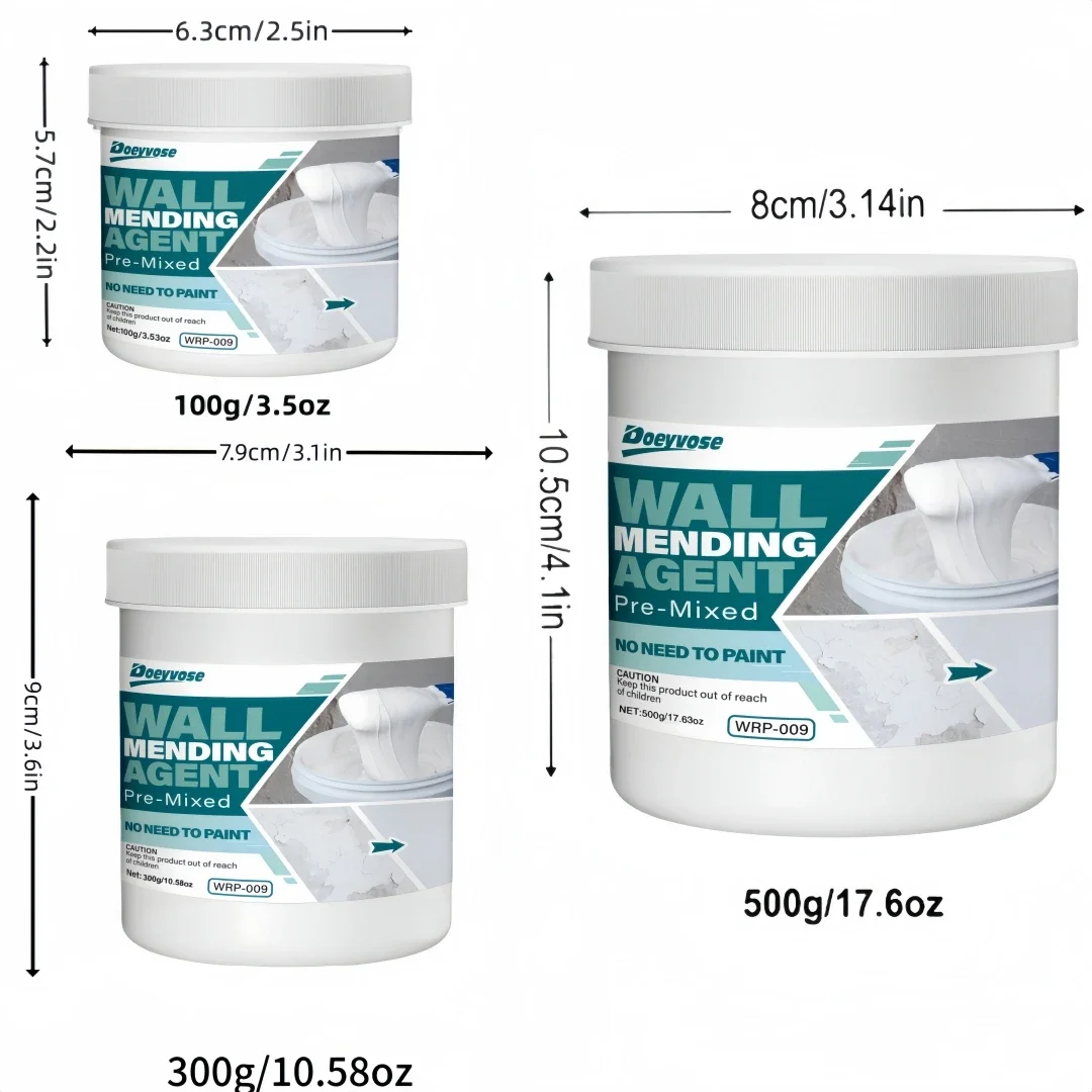 500g/300g/100g Quick Dry Wall Repair Paste, Waterproof  Fill Cracks Holes