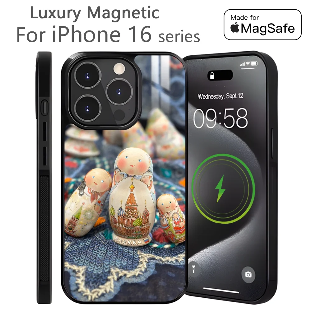 Russian Dolls Matryoshka Phone Case For iPhone 16 15 14 13 12 11 Pro Max Plus Mini Magnetic Magsafe Wireless Charging Cover