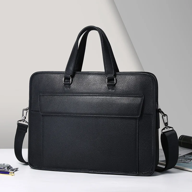 Genuine Leather Messenger Briefcases Men Briefcase Laptop Top Layer Cowhide High-end Commuting Luxury Men's Handbag Business