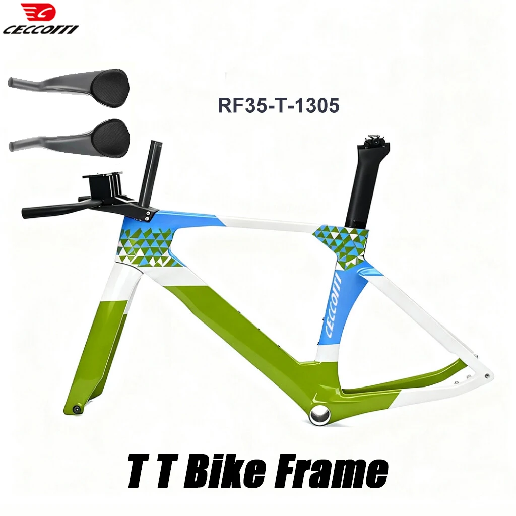 

CECCOTTI Disc Brake Carbon TT Bike Frame Time Trial Racing Bike Frameset with TT Handlebar Triathlon Bicycle Frameset