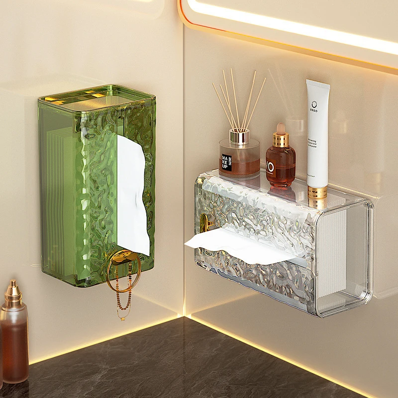 Luxury Tissue Box Wall-Mounted Acrylic Transparent Tissue Box Table Napkin Holder Bathroom Paper Box Tissue Paper Dispenser