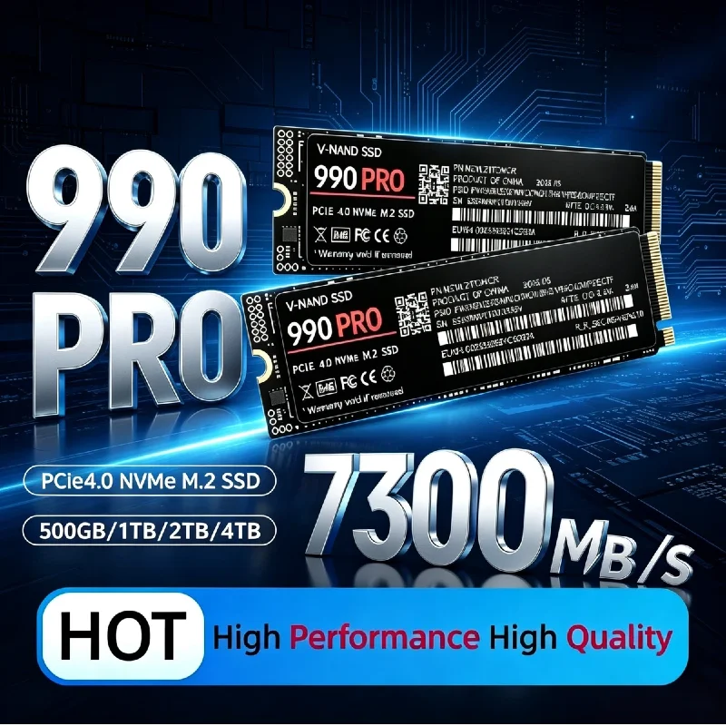 SSD NVMe 990 PRO M.2 2280 PCIe4.0 X4 original, 7300MB/s, 500GB/1TB/2TB/4TB, unidade de estado sólido para jogos, compatível com PS5, desktop e laptop