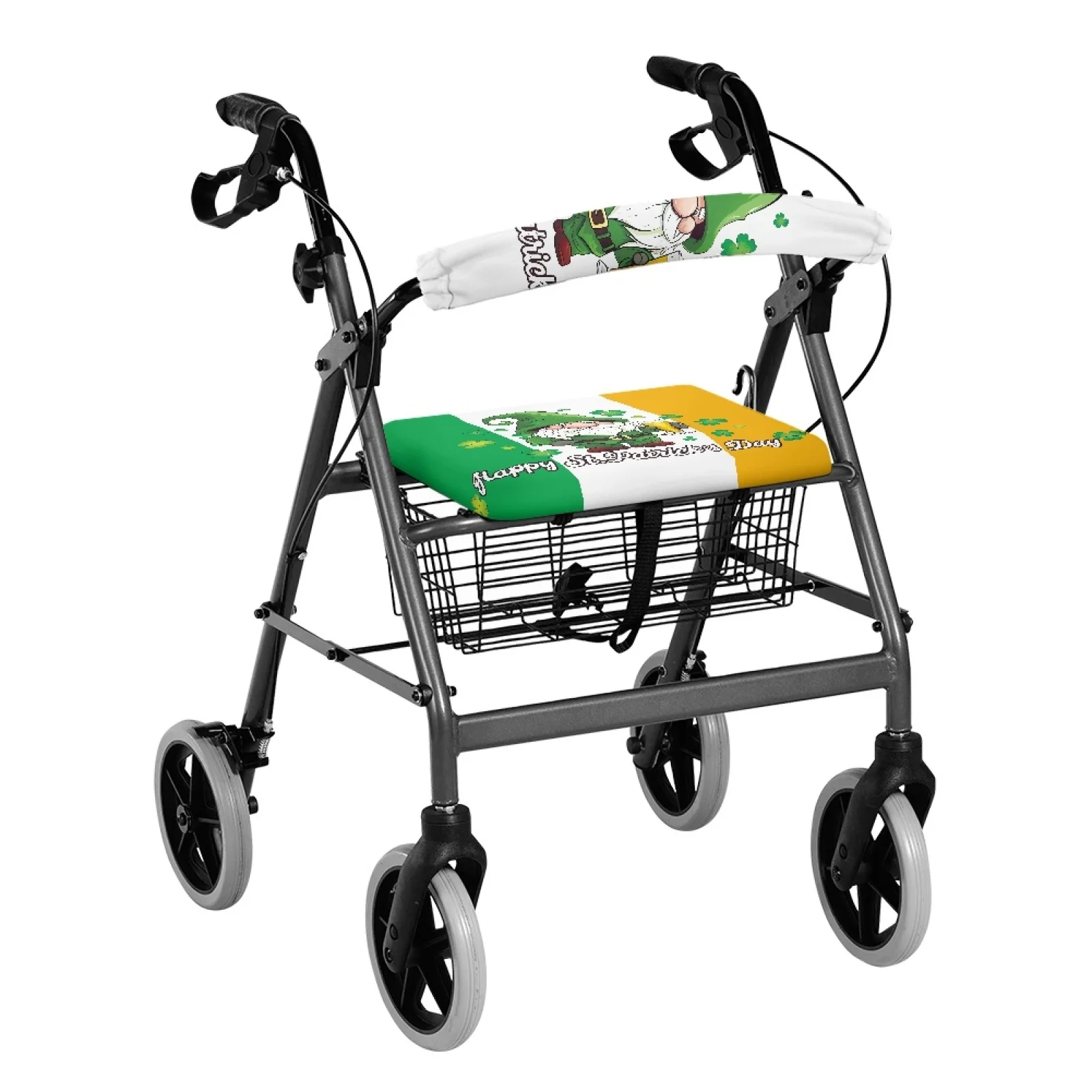 Coloranimal Happy St Patrick's Day 2PCS Walker Rollator Seat Back Cover Durable Walker Cover for Friends