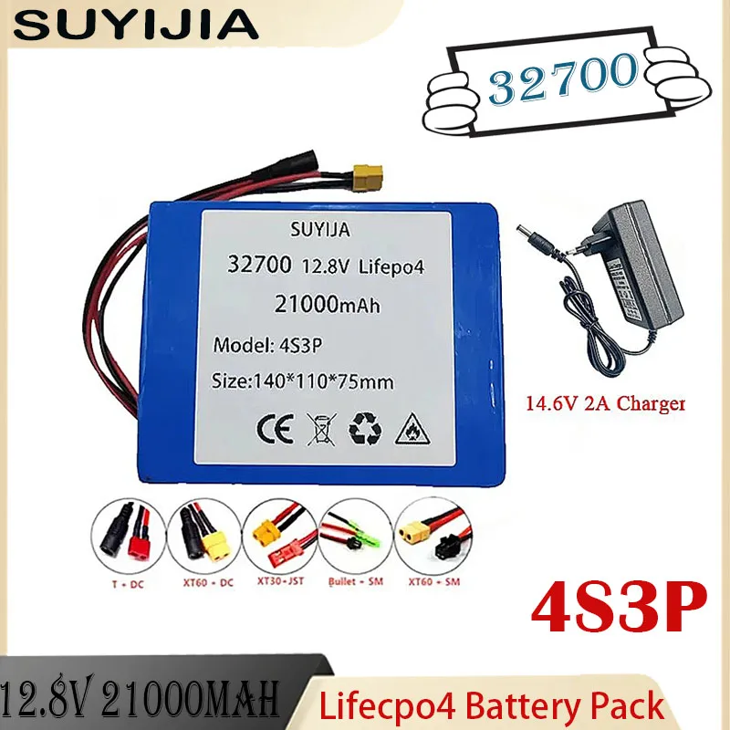 Built-in 40A Same Port Charge and Discharge Balanced BMS 12V Power Supply Lifepo4 4S3P 32700 12.8V 21000mAh Lifepo4 Battery Pack