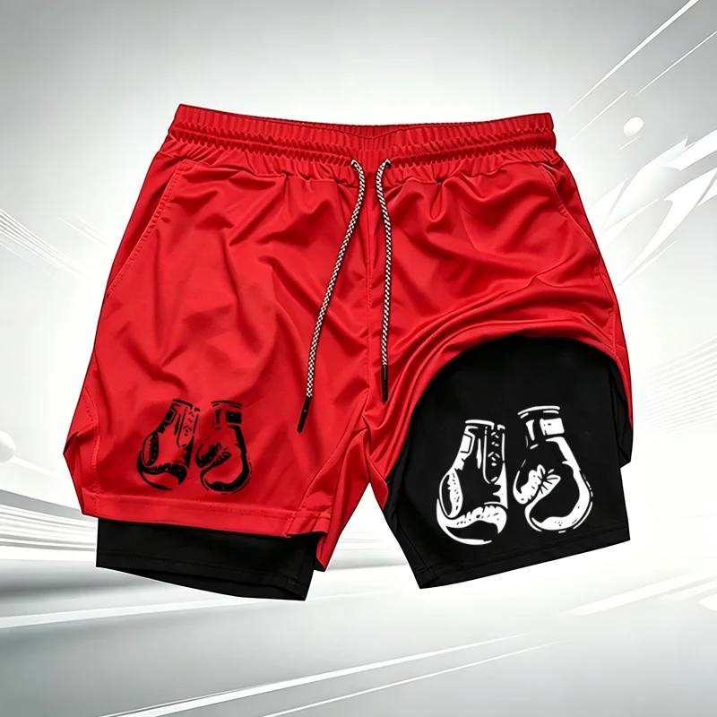 Men 2‑in‑1 Sports Shorts Quick - Compression Shorts Athletes 评论和价格