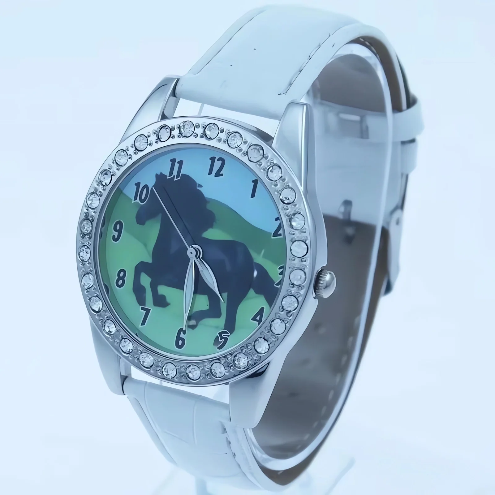 Fashion Kids Quartz Watch Leather Strap Cartoon Horse Dial Wristwatch for Boys And Girls