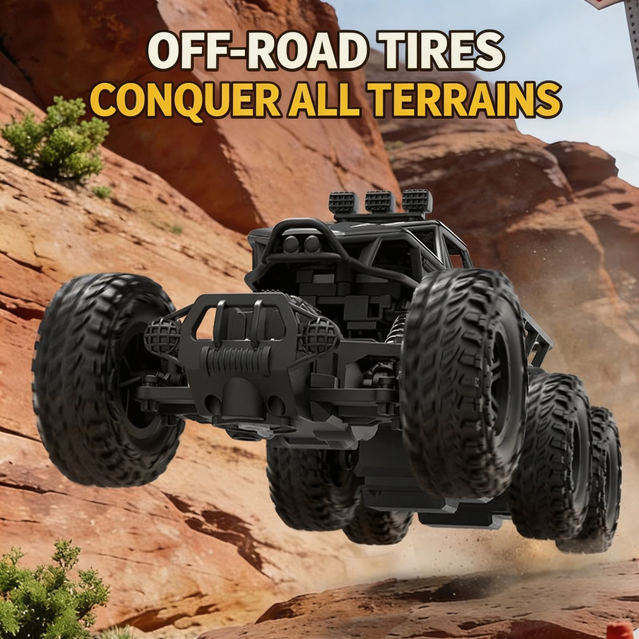 Six wheel 4WD RC hill climbing vehicle, off-road truck with bright headlights and remote control, boy's birthday gift ﻿