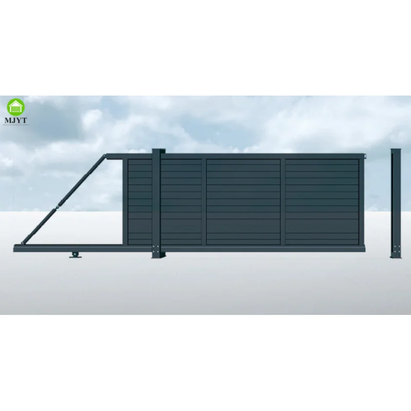 custom.Cantilever Fence Suspension Gate Aluminum Alloy Linear Gate Trackless Sliding Door 3D Modeling Design