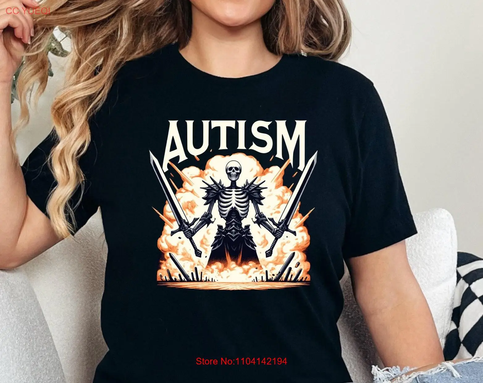 Autistic Funny Skeleton T Shirt Autism Meme Joke Prank long or short sleeves