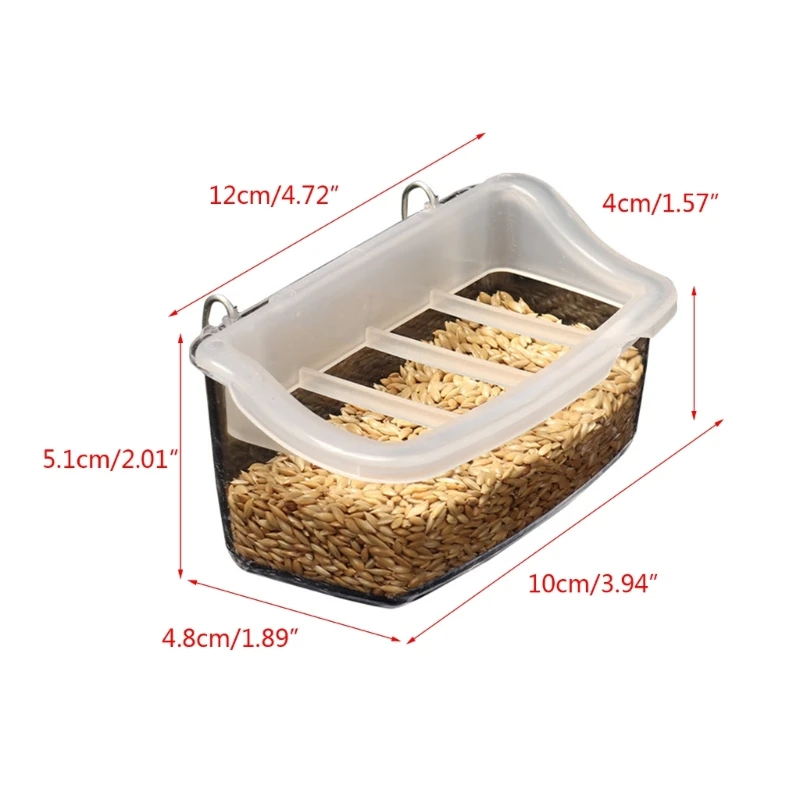F92B Hangable Parrots Feeder voor voedselvoeding Clear Pet Birds Antisplash Feeder Bird Voedingskom Pet Hamster