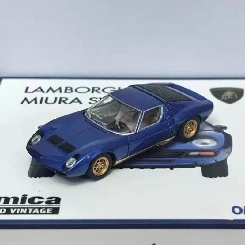 In stock 1:64 Miura SV blue and gold double-sided combination alloy replica vehicle model, boy toy gift, room collection statue