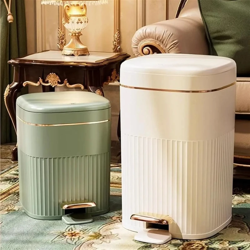 

8/10L Foot Pedal Trash Can Waterproof Bathroom Waste Bins with Lid Large Capacity Garbage Bin Luxury Office Kitchen Trash Can