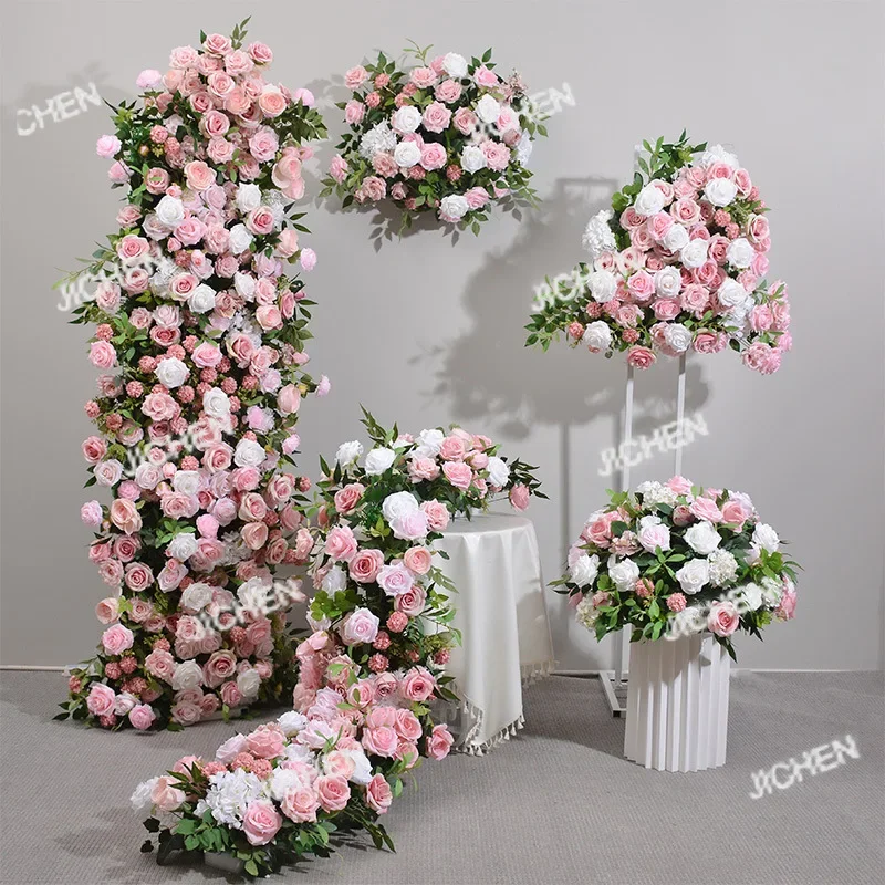 

HOT Artificial Flower Wedding Decoration Road Guide Table Artificial Flower Set Wedding Flower Run