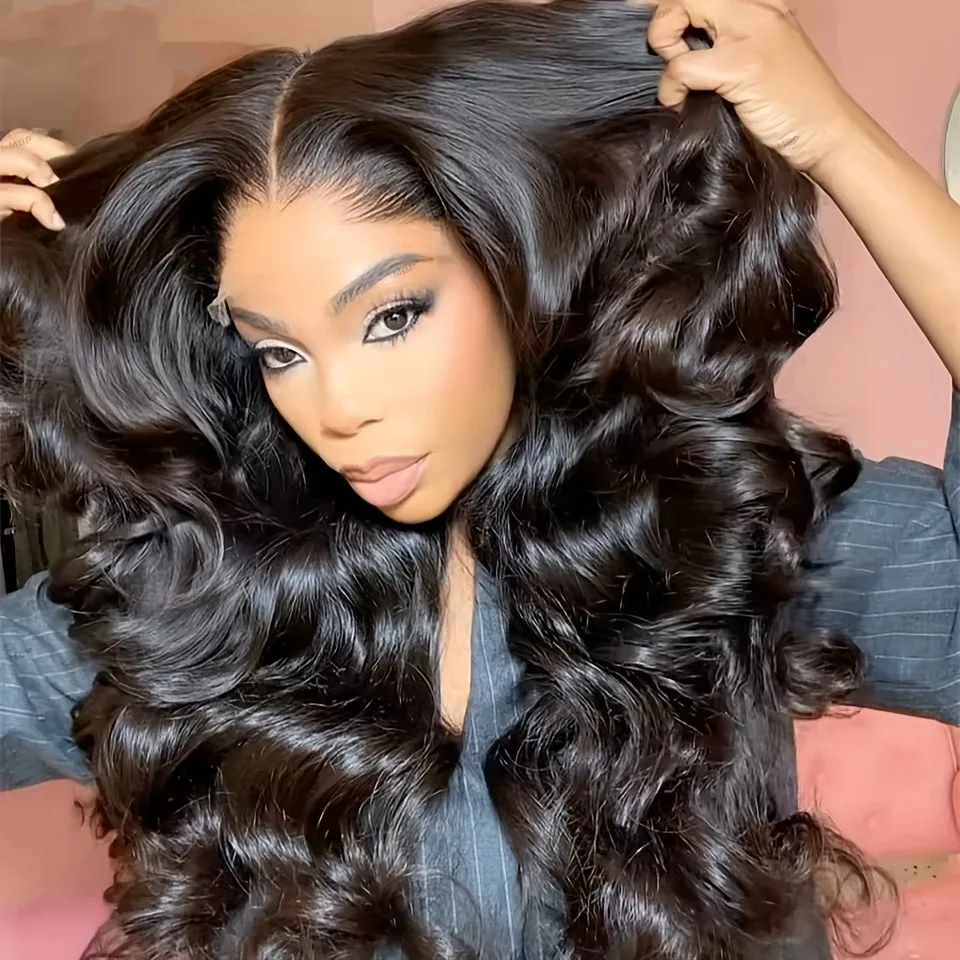 

13*5 Glueless Human Hair Wig with Pre-Cut Lace & Invisible Knots 250 Density Body Wave Hair, Pre-Plucked Hairline, for Women