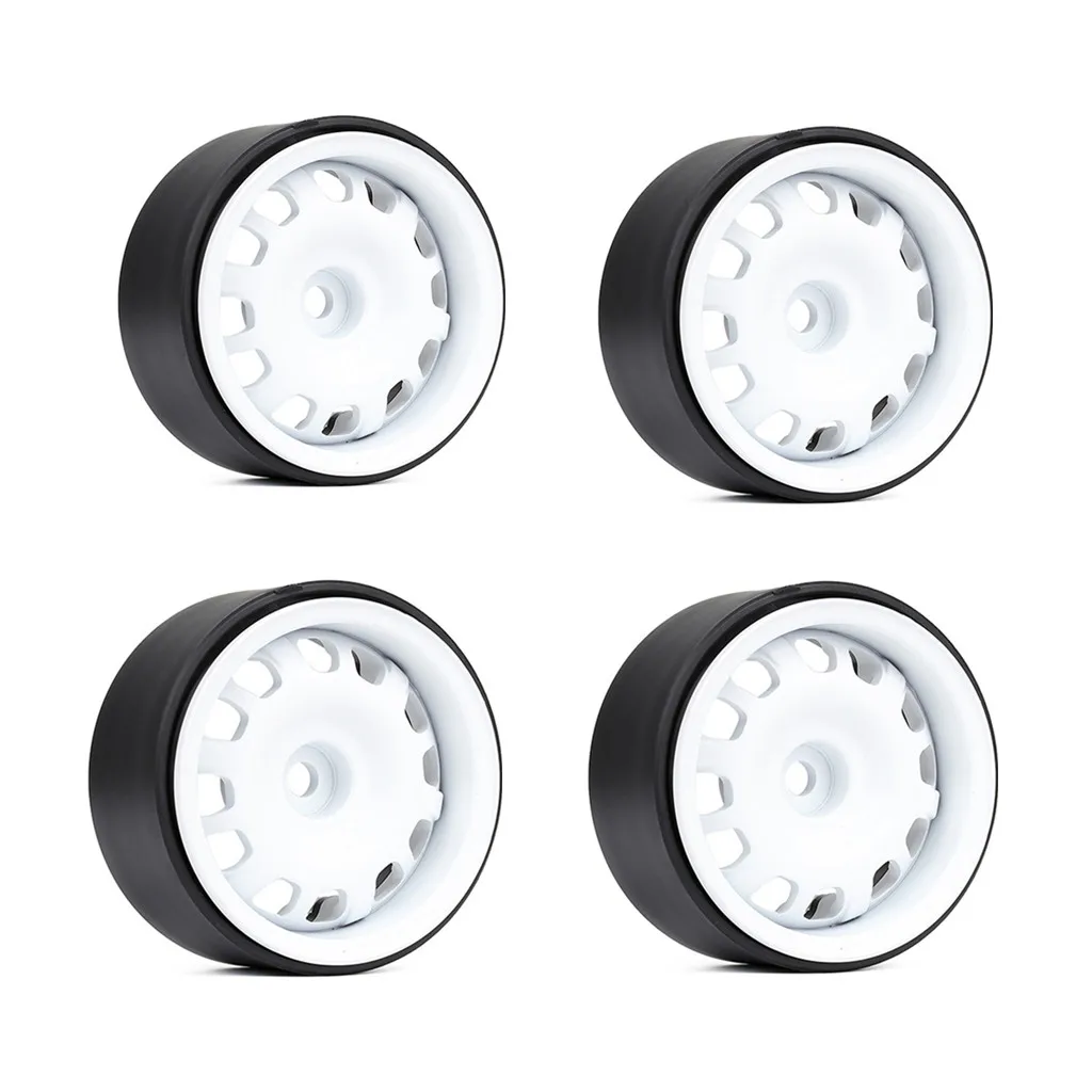 4 pièces, jantes Beadlock RC de 1,9 pouce, jantes rétro à trous ondulés, face métallique, corps en nylon renforcé, moyeu hexagonal de 12 mm pour 1/10 RC Ro