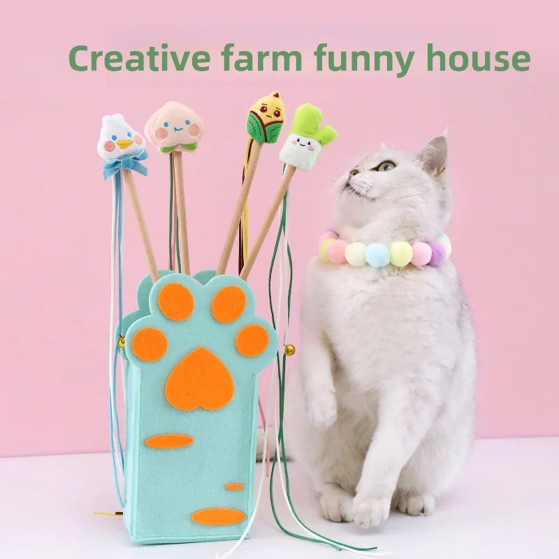 

Cartoon Tassel Cat Toy, Plush Scallion, Corn, Fruit, Candy-colored Bell, Interactive Cat Entertainment Toy