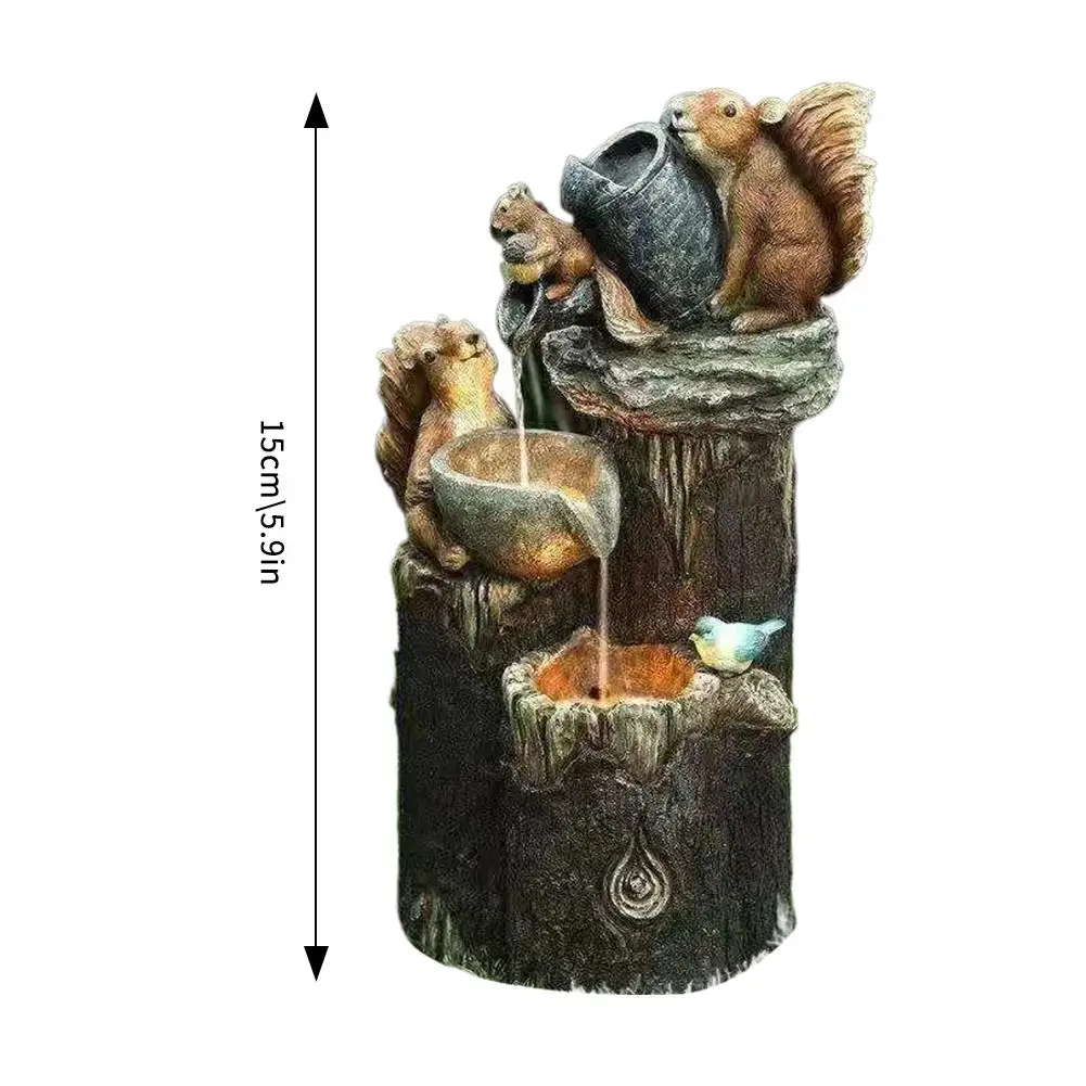 بطة الطاقة الشمسية السنجاب الراتنج نافورة حديقة تصميم مع مصباح ليد حديقة خطاب السنجاب نافورة شلال StatueDec #4