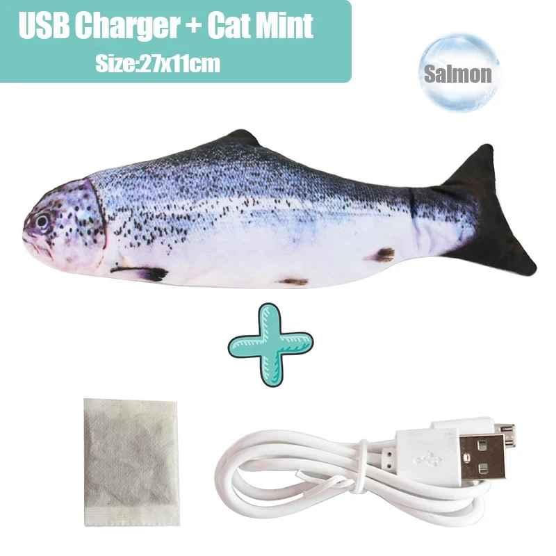 Pet Chewing Bite Interactive Toys Floppy Wagging Fish Cat Accessories Cat Toy Fish USB Electric Charging Simulation Fish Catnip