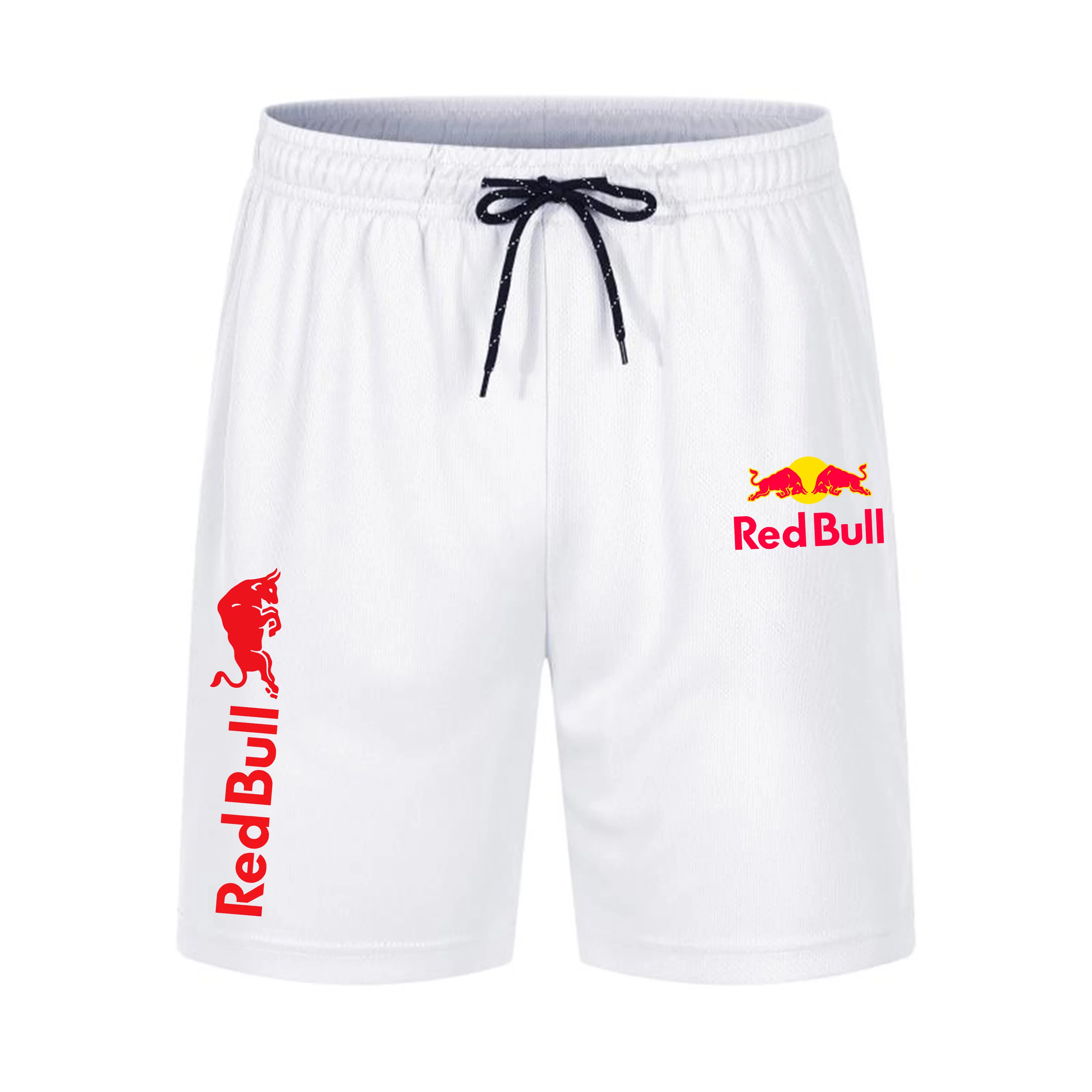 New Summer Men'S Red Bull Racing Mesh Jogging Shorts, Breathable And Comfortable Sports Shorts, Casual And Loose Beach Shorts