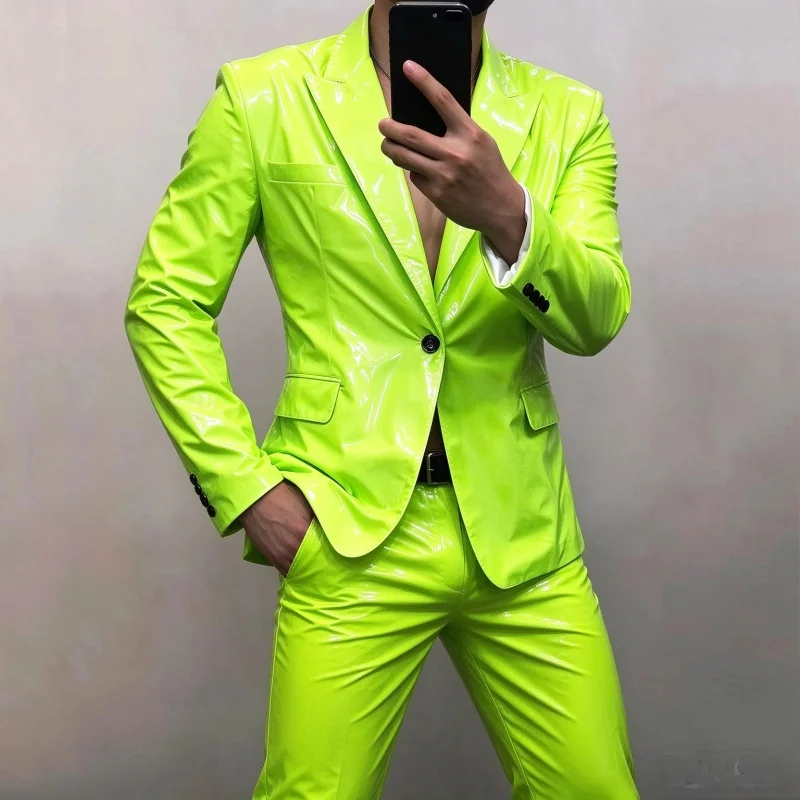 Men's 11 Colors PU Leather Jacket Motorcycle Coat Soft Paint Leather Blazer Singer Dancer  Nightclub Bar Stage Performance