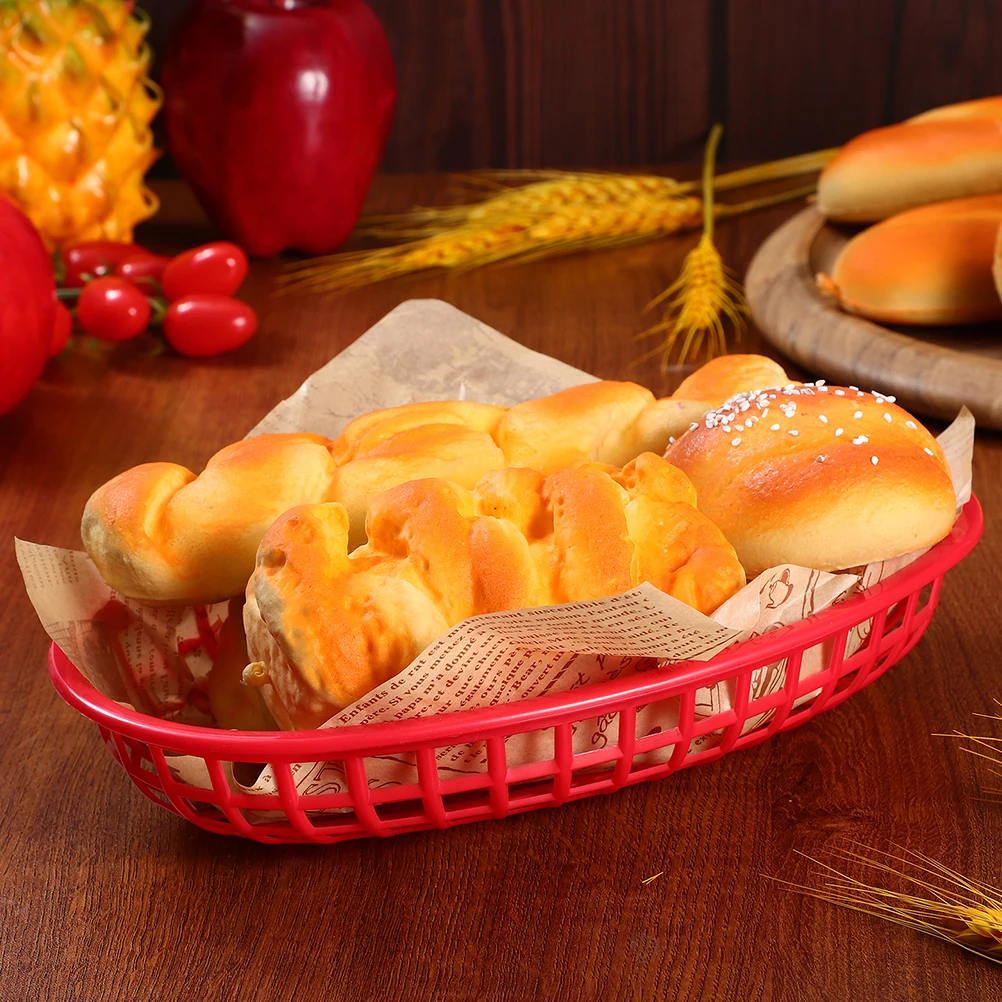 

10pcs Desk Snack Basket Plastic Food Container Bread Serving Storage Baskets for Fruit Candy Kitchen Household Items