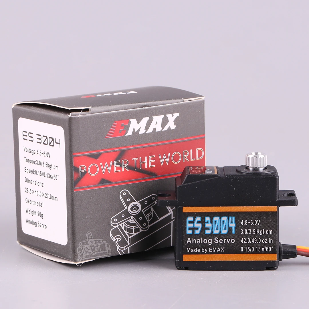 Servo analógico EMAX ES3004 para avión teledirigido, 20g, 3,5 kg, 0.13seg, 23T, engranaje de Metal, actualización ES3104