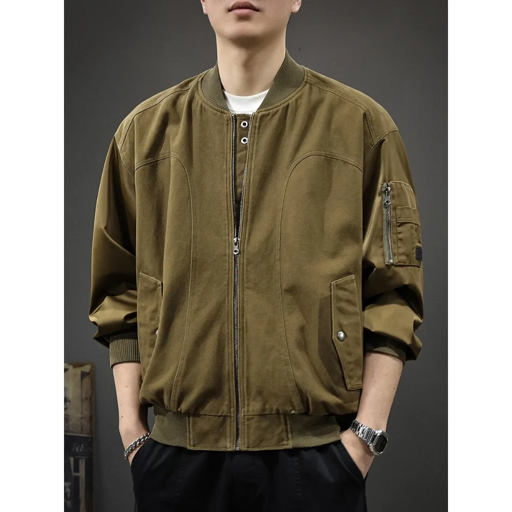 

2025 spring and autumn new fashion male printed casual coat fashion brand design sense loose top cargo jacket