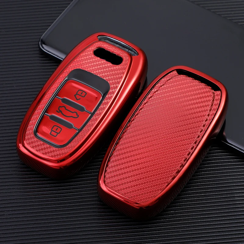 TPU Car Key Case Cover Shell For Audi A1 A3 A4 A6 A5 A7 A8 Q5 S4 S5 S6 B7 B8 Q7 TT Keyless Fob Holder Accessories