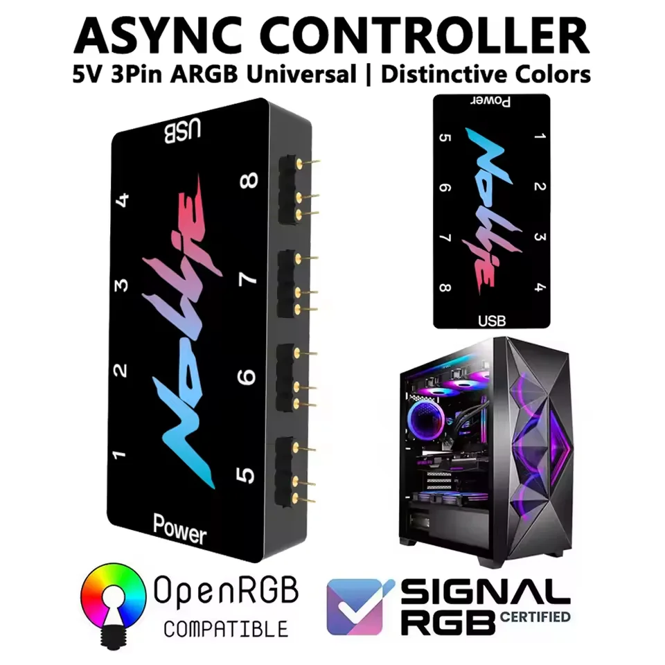

5V 3PIN ARGB Controller 8/16 Way Addressable ARGB Splitter Support SignalRGB OpenRGB SATA Power for Extend Motherboard Interface