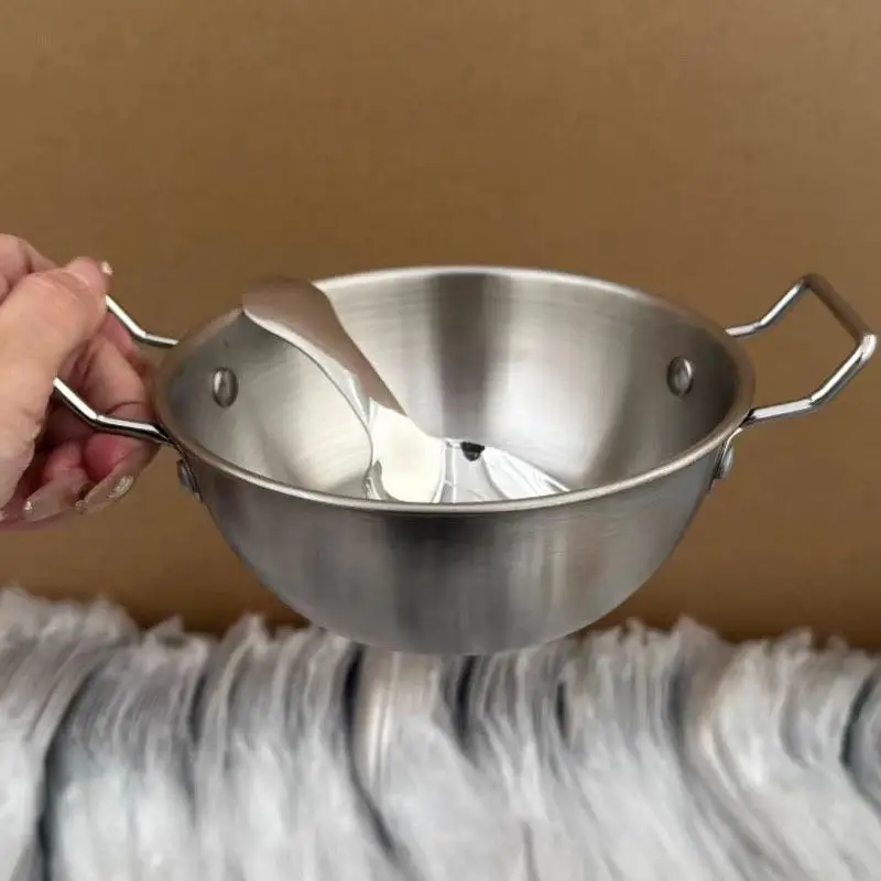 Stainless Steel Household Cuisine Bowl With Handle Rice Wine Bowls Sauce Dish Food Serving Kitchen Tableware