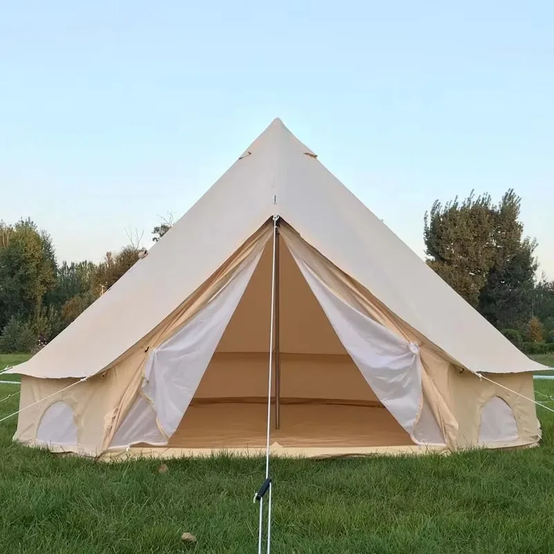 Outdoor luxury 5-person poly cotton canvas single bell tent, fabric, canvas