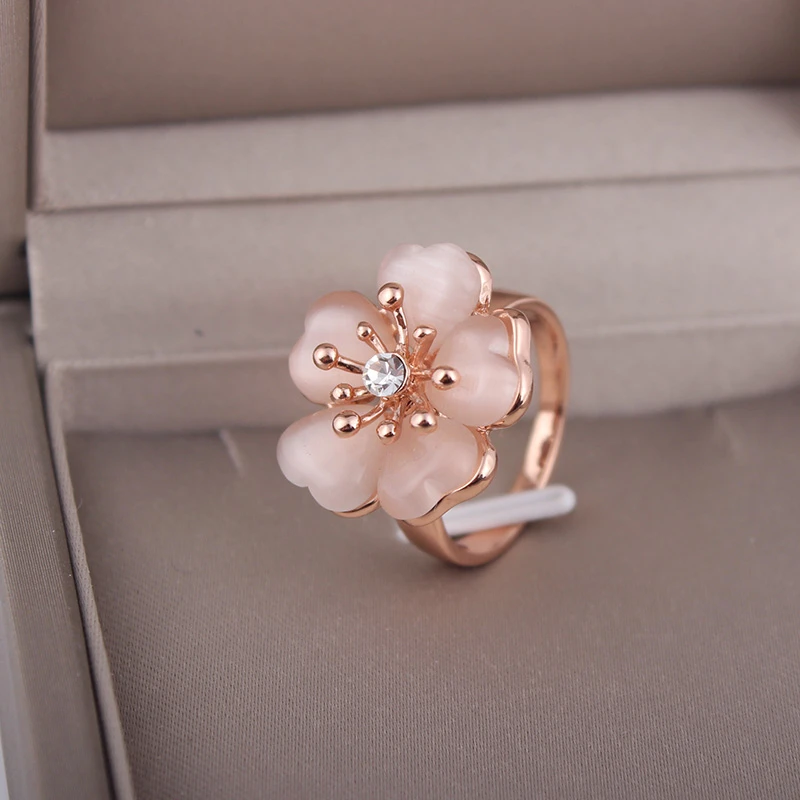 Ajojewel Rose Gold-color Girls Cute Ring Opal Flower Finger Jewelry Spring Woman Gift to offer