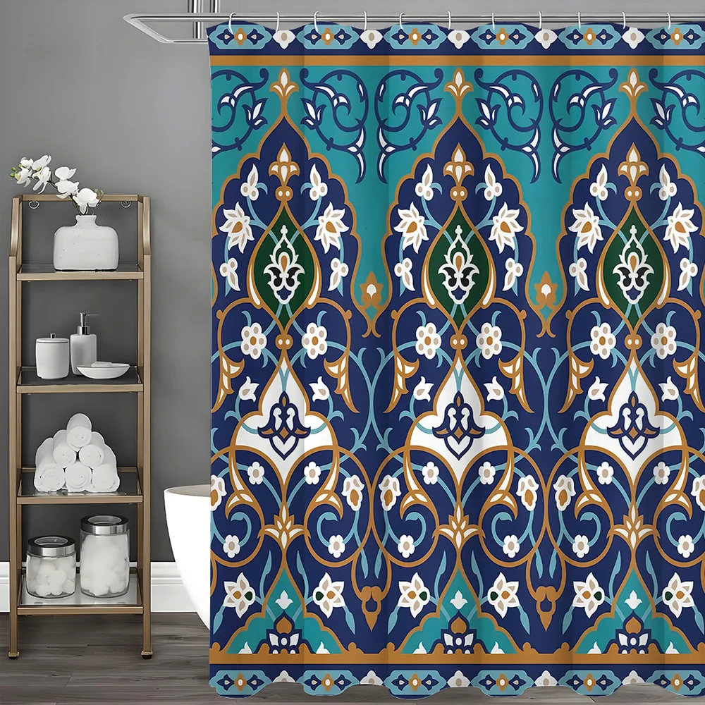 

Bohemian traditional patterns Shower Curtain Washable Dirt-Resistant Shower Head waterproof Polyester Bath Curtain