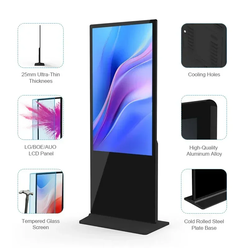 New 43 49 55 65 Inch Floor-Standing Restaurant Lcd Portable Advertising Player Digital Signage And Displays