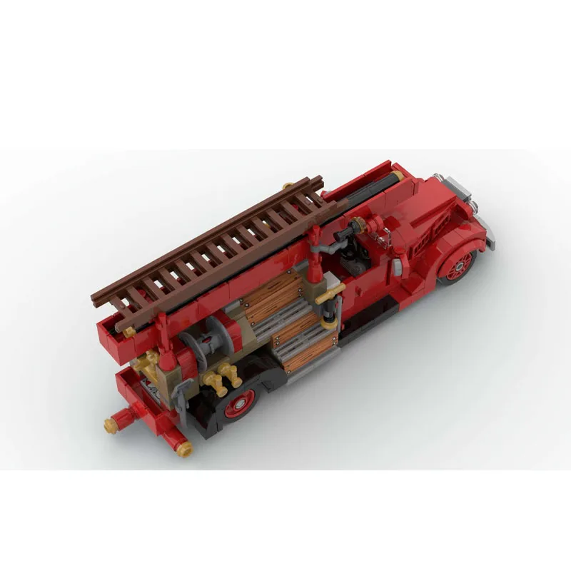 MOC-35195 Kleine V8-85 Stad Brandweerwagen Splitsen Assemblagestenen • 405 Onderdelen Bouwstenen Kinderspeelgoed Verjaardagscadeaus