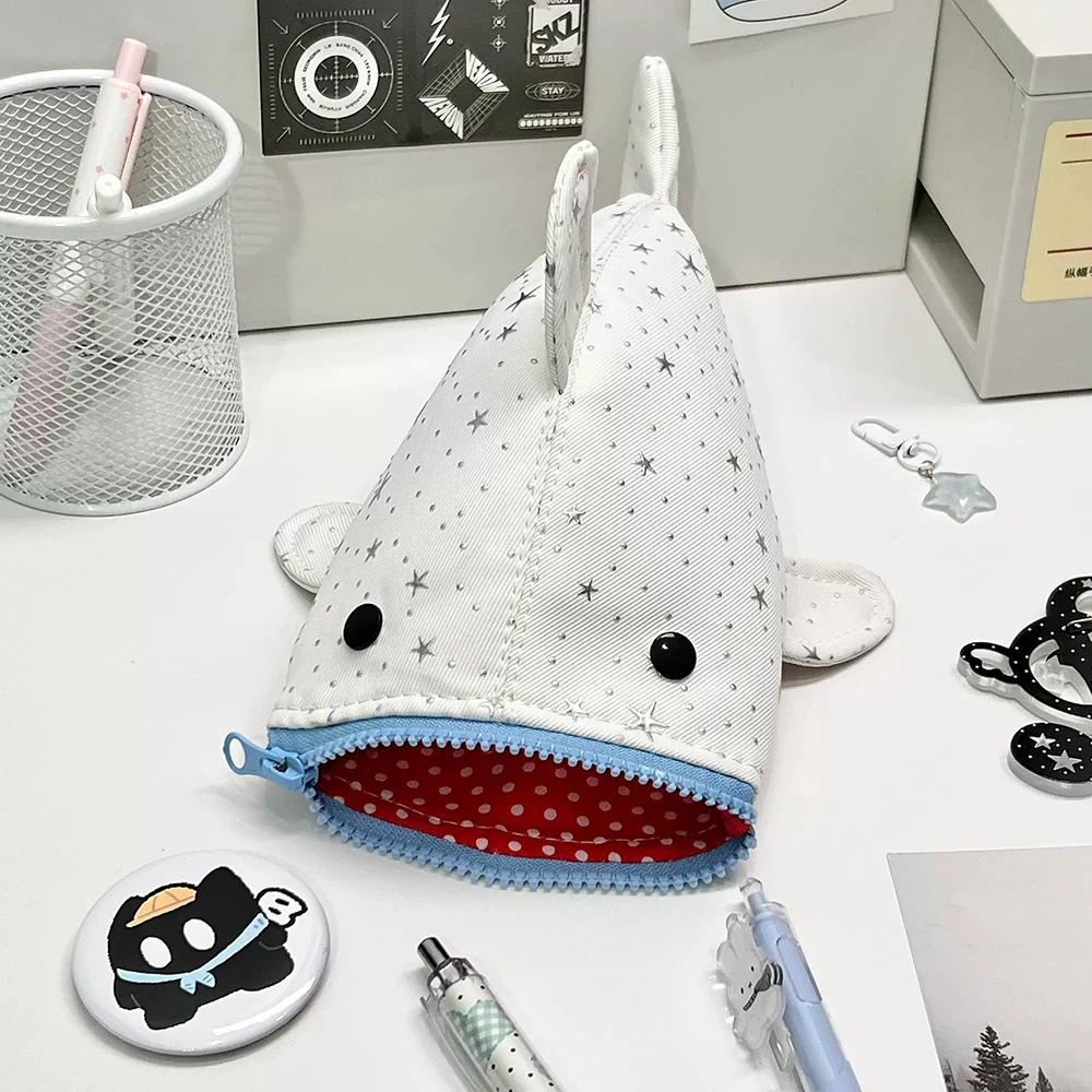 Cute Shark Star Pencil Case, Creative High Beauty Thickened Storage Bag, Funny and Unique Student Pencil Box